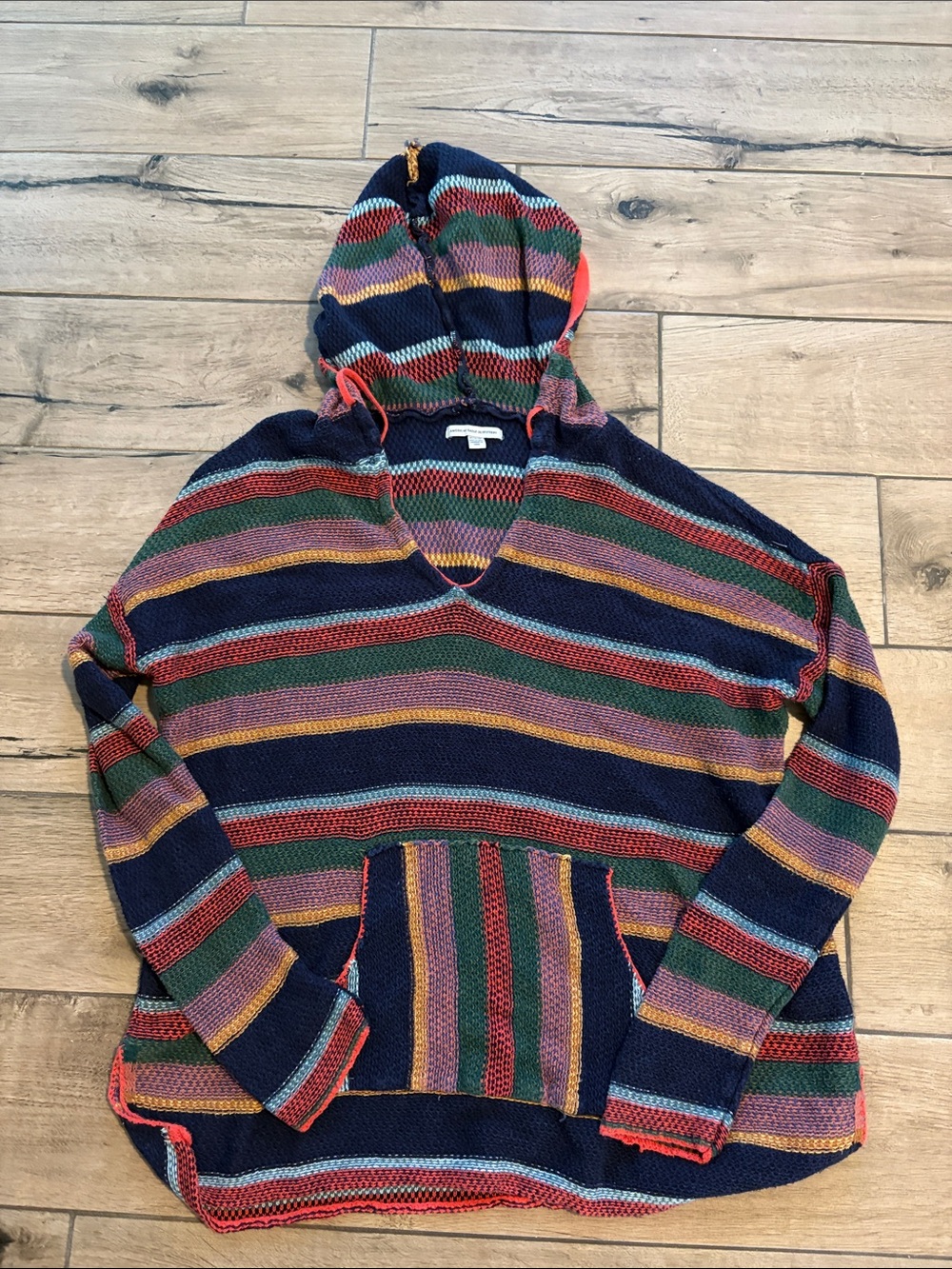 American Eagle Outfitters Multicolor Striped Hooded Knit Top